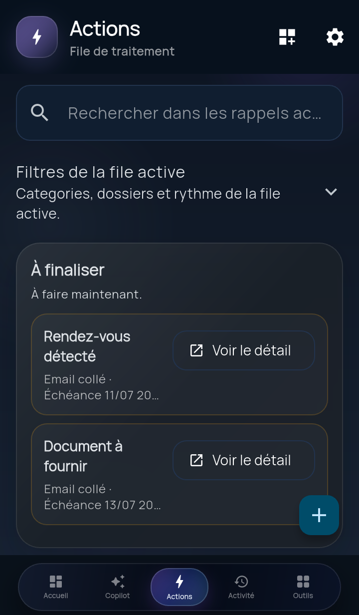 File d'actions d'AutoAdmin