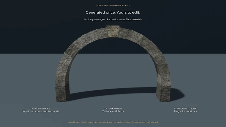 Voussoir arch built from named editable rectangular Parts